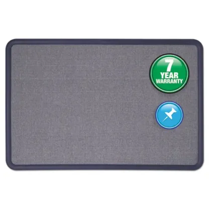 Quartet® Contour Fabric Bulletin Board, Light Blue Surface, Navy Blue Plastic Frame, 48" x 36"