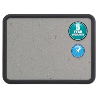 Quartet® Contour Granite Board, 36" x 24", Granite Gray Surface, Black Plastic Frame