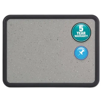 Quartet® Contour Granite Board, 36" x 24", Granite Gray Surface, Black Plastic Frame