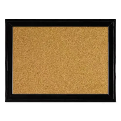 Quartet® Cork Bulletin Board with Black Frame, 17" x 11", Tan Surface, Black Fiberboard (MDF) Frame