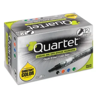 Quartet® EnduraGlide Dry Erase Marker, Broad Chisel Tip, Four Assorted Colors, 12/Set