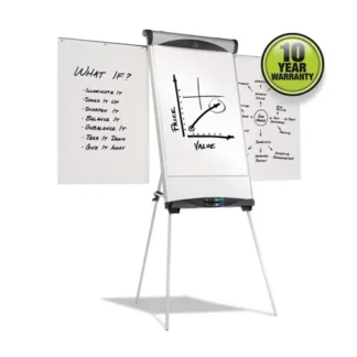 Quartet® Euro Magnetic Presentation Easel, Whiteboard, Satin Aluminum Frame, 27" x 39"
