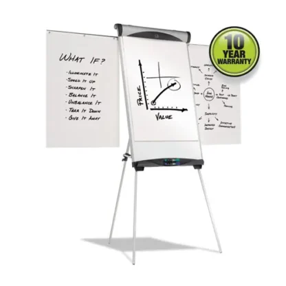 Quartet® Euro Magnetic Presentation Easel, Whiteboard, Satin Aluminum Frame, 27" x 39"