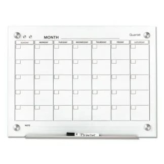 Quartet® Infinity Magnetic Glass Calendar Board, 24" x 18", Monthly Whiteboard