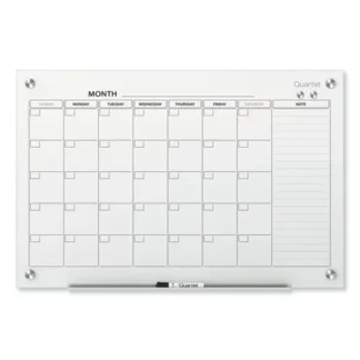 Quartet® Infinity Magnetic Glass Calendar Board, 36" x 24", White Surface