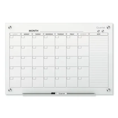 Quartet® Infinity Magnetic Glass Calendar Board, 36" x 24", White Surface