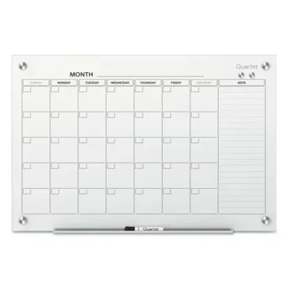 Quartet® Infinity Magnetic Glass Calendar Board, Monthly Planning/Scheduling, 48" x 36", White Surface