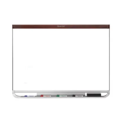 Quartet® Prestige 2 DuraMax Magnetic Porcelain Whiteboard, 48" x 36", White Surface, Mahogany Finished Frame
