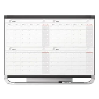 Quartet® Prestige 2 Magnetic Total Erase Four-Month Calendar, 36" x 24", White Surface, Graphite Gray Frame