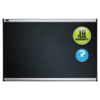 Quartet® Prestige Black Embossed Foam Bulletin Board, 36" x 24", Black Surface, Silver Aluminum/Plastic Frame