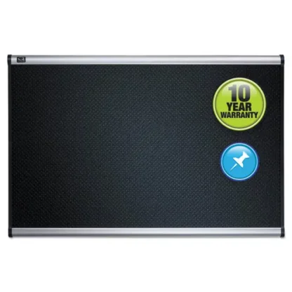 Quartet® Prestige Black Embossed Foam Bulletin Board, 72" x 48", Black Surface, Silver Aluminum/Plastic Frame