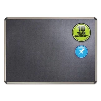 Quartet® Prestige Euro Style Black Embossed Foam Bulletin Board, Euro Titanium Aluminum Frame, 48" x 34.44"