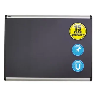 Quartet® Prestige Plus Magnetic Fabric Bulletin Board, 48" x 36", Gray, Satin Aluminum Frame
