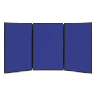 Quartet® Show-It! Three-Panel Display System, Blue/Gray Surface, Black PVC Frame