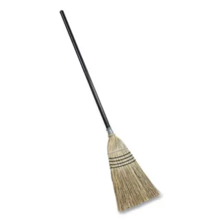 Quickie® Bulldozer Heavy-Duty Outdoor Broom, Natural-Fiber Bristles, 54" Overall Length, Black/Natural