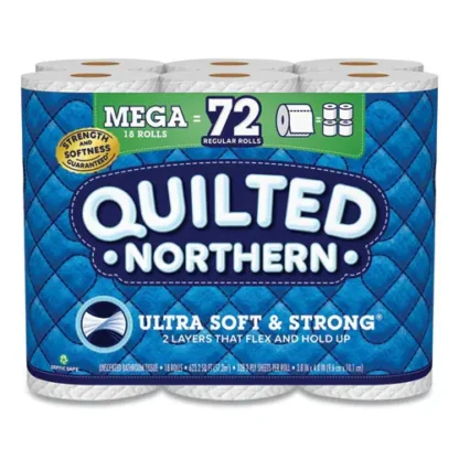 Quilted Northern® Ultra Soft and Strong Bathroom Tissue, 2-Ply, White, 18 Mega Rolls/Carton