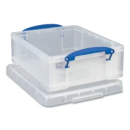 Really Useful Box® Snap-Lid Storage Bin, 2.14 gal, 11" x 14" x 5", Clear/Blue, 5/Pack