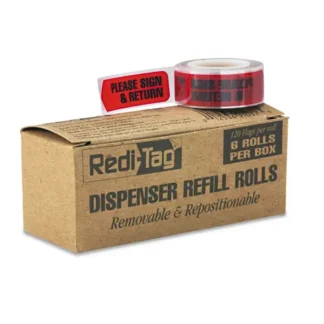 Redi-Tag® Arrow Message Page Flag Refills, "Please Sign and Return", Red, 120 Flags/Roll, 6 Rolls/Box