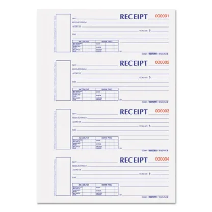 Rediform® Durable Hardcover Numbered Money Receipt Book, Two-Part Carbonless, 6.88 x 2.75, 4 Forms/Sheet, 300 Forms Total