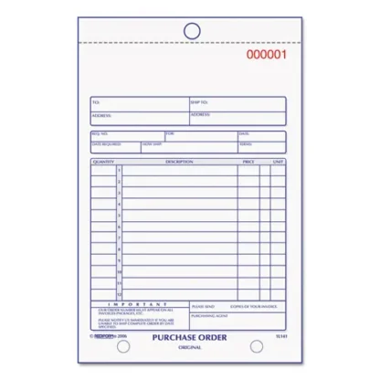Rediform® Purchase Order Book, Three-Part Carbonless, 50 Forms, 5.5 x 7.88 inches, 12 Lines