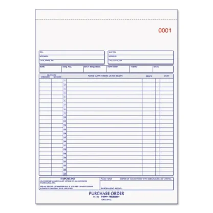 Rediform® Purchase Order Book, Two-Part Carbonless, 50 Forms, 8.5 x 11, 17 Lines