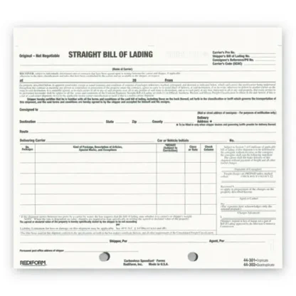 Rediform® Snap-A-Way Bill of Lading, Short Form, Three-Part Carbonless, 250 Forms