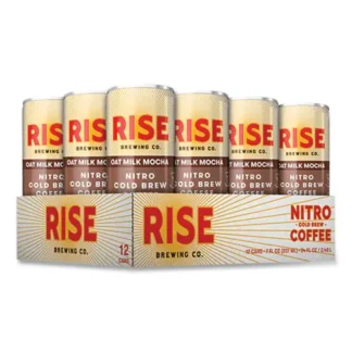 RISE Brewing Co.® Nitro Cold Brew Latte, Oat Milk Mocha, 7 oz Can, 12/Carton