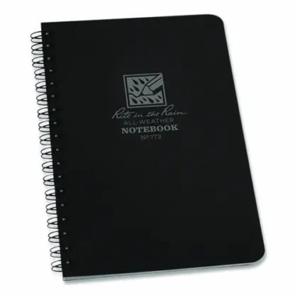 Rite in the Rain® All-Weather Wire-O Notebook, 1-Subject, Universal Narrow & Quadrille Rule, Black Cover, 7" x 4.63", 32 Sheets
