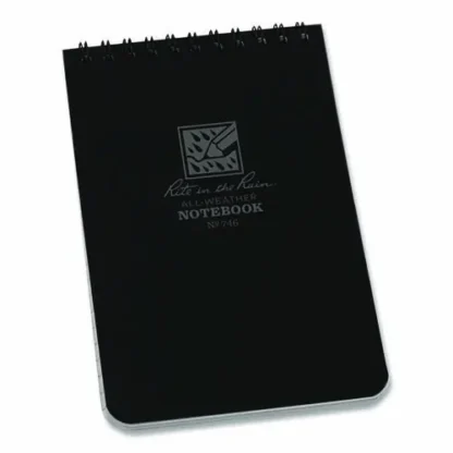 Rite in the Rain® All-Weather Wire-O Notepad, Universal with Narrow and Quadrille Rule, Black Cover, 4 x 6, 50 Sheets