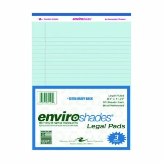 Roaring Spring® Enviroshades Legal Notepads, 3/Pack, 8.5" x 11", 50 Blue Sheets per Pad