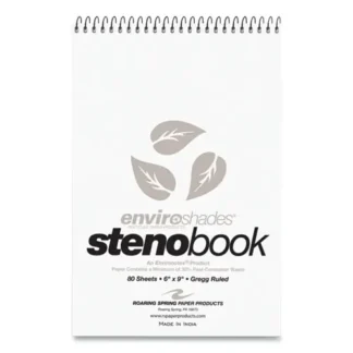 Roaring Spring® Enviroshades Steno Notepad, Gregg Rule, 80 Gray Sheets, 6" x 9", 4/Pack
