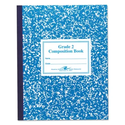 Roaring Spring® Grade School Ruled Composition Book, Grade 2 Manuscript Format, Blue Marble Cover, 50 Sheets, 9.75" x 7.75"
