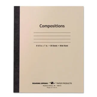 Roaring Spring® Stitched Cover Composition Book, Wide/Legal Rule, Manila Cover, 20 Sheets, 8.5" x 7"