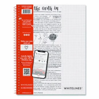 Roaring Spring® Whitelines Notebook, Quadrille Rule (5 sq/in), Gray/Orange Cover, 70 Sheets, 11 x 8.5 Inches