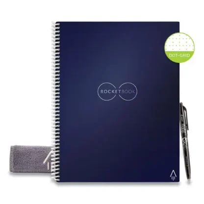 Rocketbook Core Smart Notebook, Dotted Rule, Midnight Blue Cover, 11" x 8.5", 16 Sheets