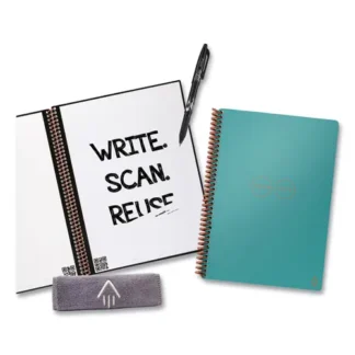 Rocketbook Core Smart Notebook, Dotted Rule, Teal Cover, 18 Sheets, 8.8" x 6"