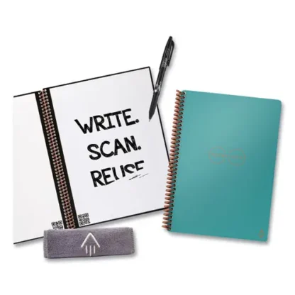 Rocketbook Core Smart Notebook, Dotted Rule, Teal Cover, 18 Sheets, 8.8" x 6"