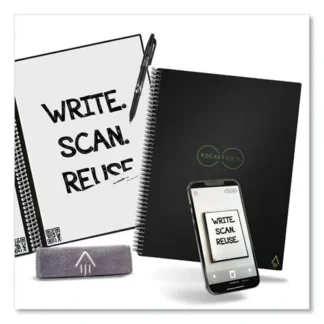 Rocketbook Core Smart Notebook, Wide/Legal Rule, Black Cover, 18 Sheets, 8.8" x 6"