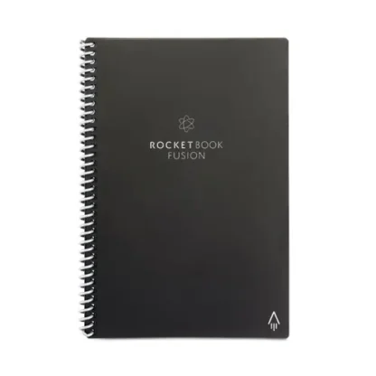 Rocketbook Fusion Smart Notebook, Seven Assorted Page Formats, Black Cover, 8.8" x 6"