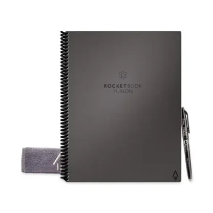 Rocketbook Fusion Smart Notebook, Gray Cover, 11" x 8.5", 21 Sheets, Seven Assorted Page Templates
