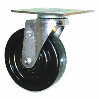 Rubbermaid® Commercial 5-Inch Swivel Plate Caster, Black, 4.5" x 3.75" Plate Stem