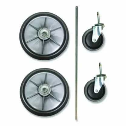 Rubbermaid® Commercial 8" Ball Bearing Wheel and 4" Swivel Stem Caster Kit with Axle for Microfiber Cleaning Cart, 2 Wheels, 2 Casters - Extended Delivery
