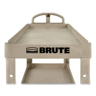 Rubbermaid® Commercial BRUTE Heavy-Duty Utility Cart with Lipped Shelves, 2 Shelves, 500 lb Capacity, Beige