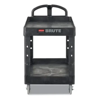 Rubbermaid® Commercial BRUTE Heavy-Duty Utility Cart with Lipped Shelves, 2 Shelves, 500 lb Capacity, Black