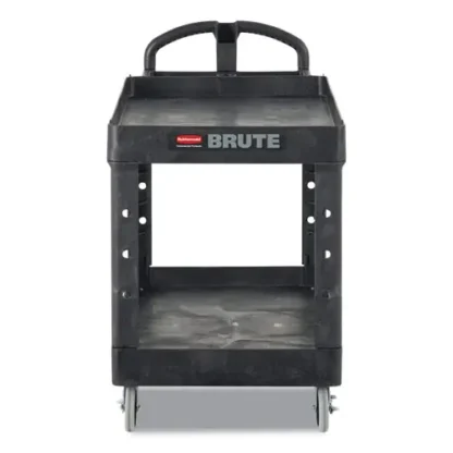 Rubbermaid® Commercial BRUTE Heavy-Duty Utility Cart with Lipped Shelves, 2 Shelves, 500 lb Capacity, Black
