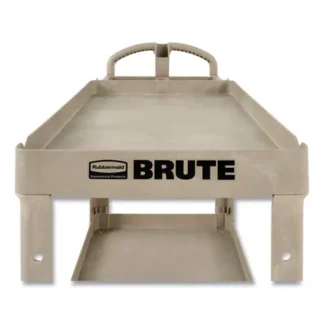 Rubbermaid® Commercial BRUTE Heavy-Duty Utility Cart with Lipped Shelves, 2 Shelves, 500 lb Capacity, Beige