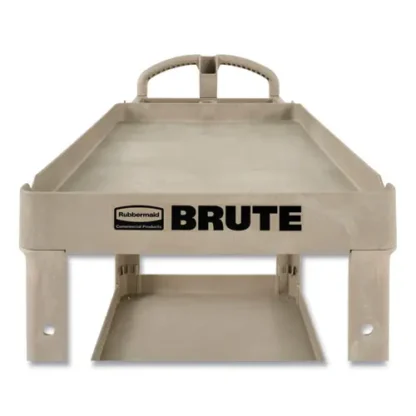 Rubbermaid® Commercial BRUTE Heavy-Duty Utility Cart with Lipped Shelves, 2 Shelves, 500 lb Capacity, Beige