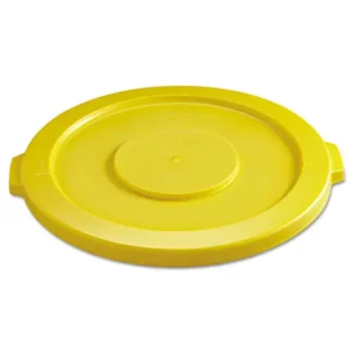 Rubbermaid® Commercial BRUTE Self-Draining Flat Top Lid, 32-Gallon, 22.25" Diameter, Yellow