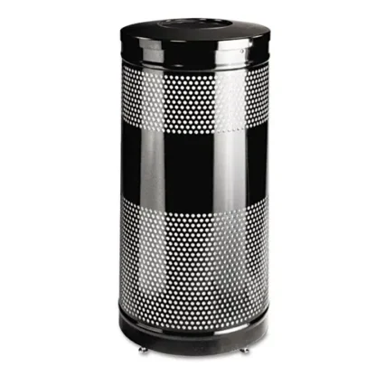 Rubbermaid® Commercial Classics Perforated Open Top Receptacle, 25 gal, Steel, Black