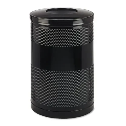 Rubbermaid® Commercial Classics Perforated Open Top Receptacle, 51 gal, Steel, Black